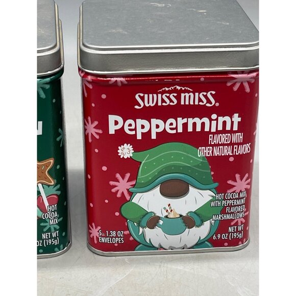 Christmas empty set of 3 tins swiss miss green red snow rectangle Knome READ - Picture 5 of 8